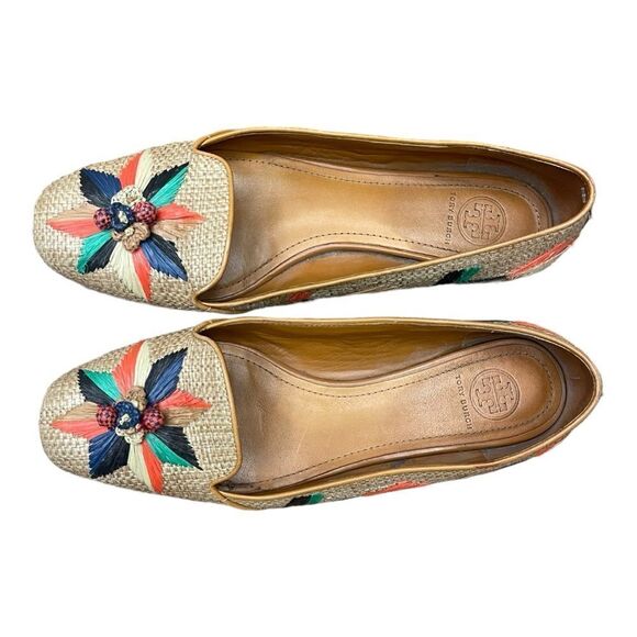 Tory Burch Neural Tan Raffia Straw Flats Size 9.5 Classic Beach Coast EUC - Picture 8 of 8